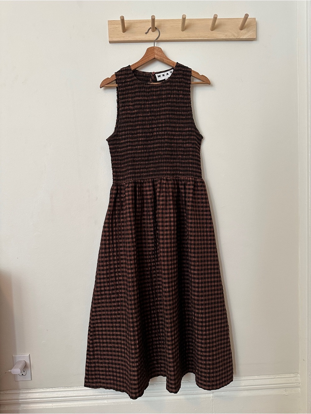 Wray Brown Check Sleeveless Midi Dress